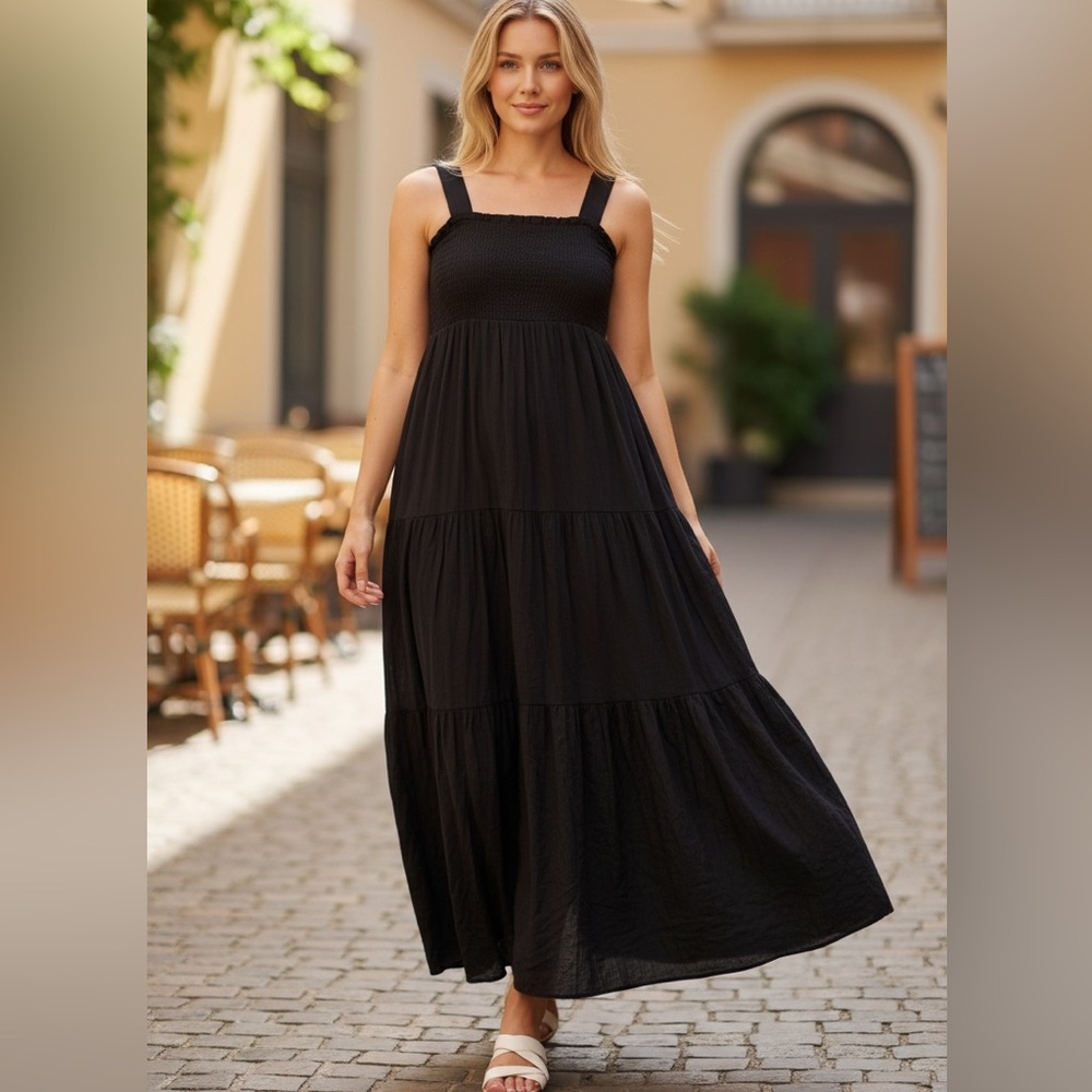 Elegant Black Maxi Dress Zenana (1X) NWOT